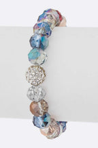 Crystal Bead Stretch Bracelet Set Multi Color Sparkle