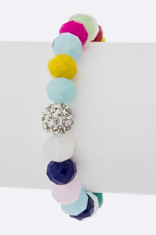 Crystal Bead Stretch Bracelet Set Multi Color Sparkle