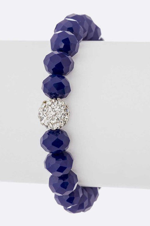 Crystal Bead Stretch Bracelet Set With Rhinestone Accent