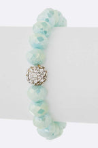Crystal Bead Stretch Bracelet Set With Rhinestone Accent