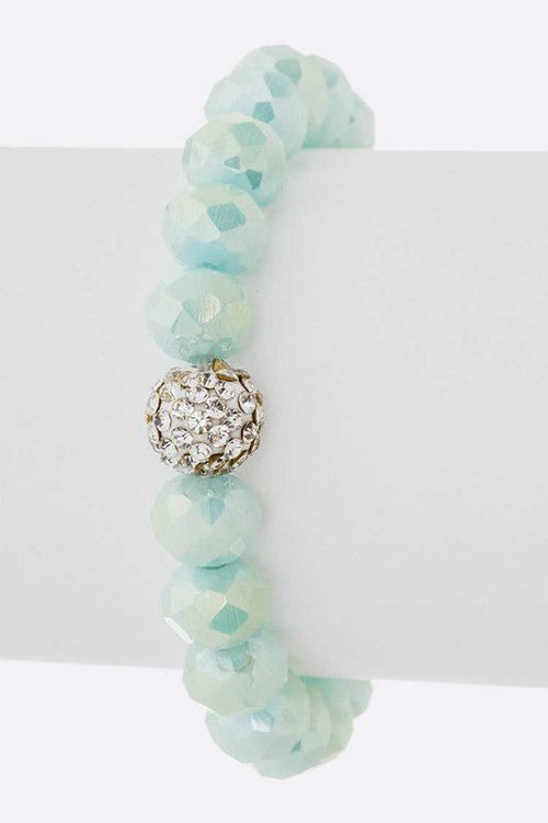Crystal Bead Stretch Bracelet Set With Rhinestone Accent