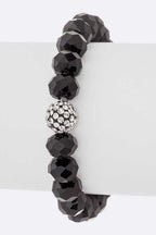 Crystal Bead Stretch Bracelet Set With Rhinestone Accent