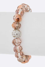 Crystal Bead Stretch Bracelet Set With Rhinestone Accent