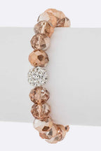 Crystal Bead Stretch Bracelet Set With Rhinestone Accent