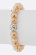 Crystal Bead Stretch Bracelet Set With Rhinestone Accent