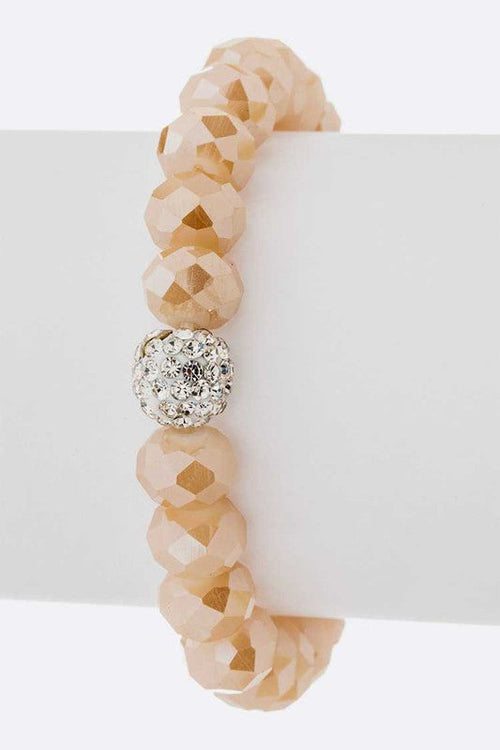 Crystal Bead Stretch Bracelet Set With Rhinestone Accent