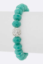 Crystal Bead Stretch Bracelet Set With Rhinestone Accent