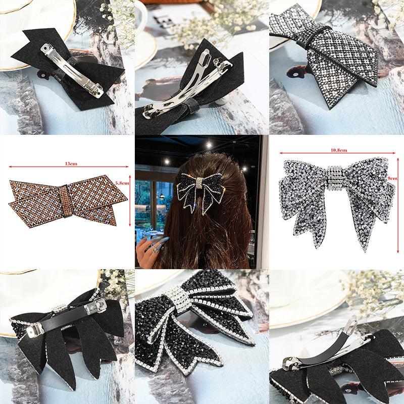 Crystal Big Bow Hair Clips For Women Girls Hair Accessories Rhinestone Hairpins Plastic Hairgirps Retro Barrette Headwear Gorgeous Hair Accessories For Women Stevvex