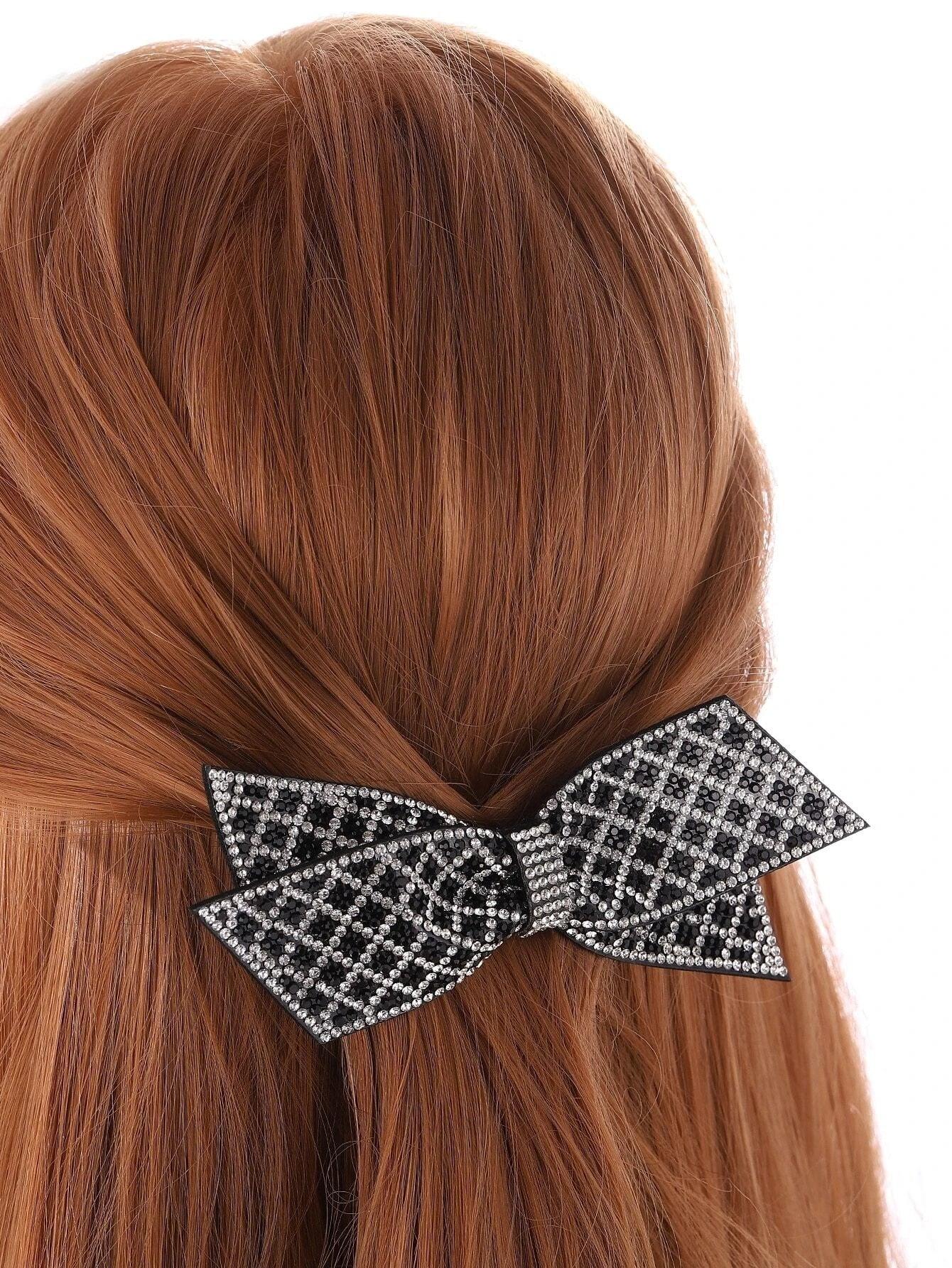 Crystal Big Bow Hair Clips For Women Girls Hair Accessories Rhinestone Hairpins Plastic Hairgirps Retro Barrette Headwear Gorgeous Hair Accessories For Women Stevvex