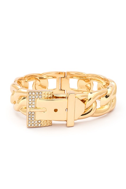 Crystal Buckle Chain Bangle Gold Plated Statement Bracelet