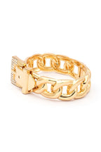 Crystal Buckle Chain Bangle Gold Plated Statement Bracelet