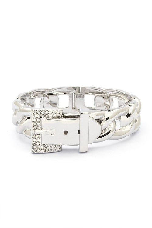 Crystal Buckle Chain Bangle Gold Plated Statement Bracelet