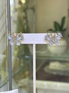 Crystal Butterfly Stud Earrings Gold Plated Sparkle