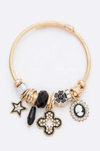 Crystal Cameo Charm Bracelet Gold Plated Vintage Style