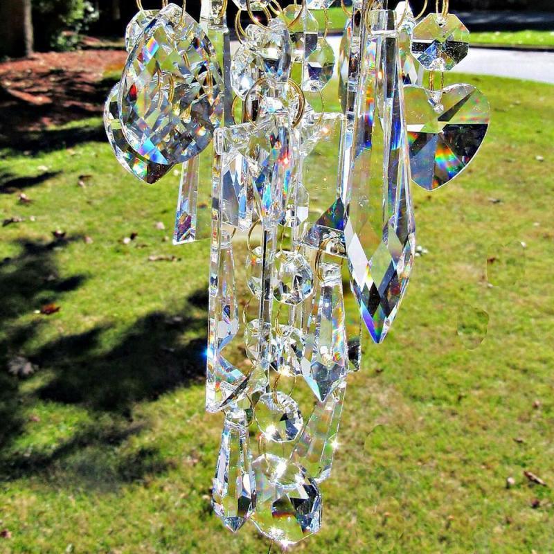 Crystal Chandelier Wind Chimes For Bedroom Outdoor Garden Yard Lawn Decoration Sun-catcher Wind Chimes Rainbow Chaser Curtain Pendant Home Decor Gift Stevvex