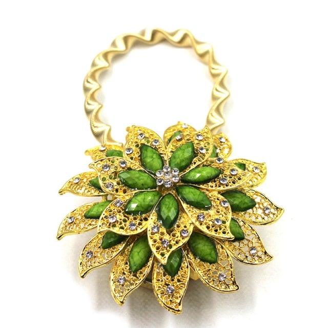 Crystal Curtain Tieback Elasticity Curtain Straps Metal Rhinestone Curtains Holder Clips Flower Shaped Curtain Accessories Crystal Curtain Magnetic Tieback Flower Curtain Clips Buckle With Stretchy Wire Rope For Home Office Decor 25-75cm Stevvex