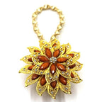 Crystal Curtain Tieback Elasticity Curtain Straps Metal Rhinestone Curtains Holder Clips Flower Shaped Curtain Accessories Crystal Curtain Magnetic Tieback Flower Curtain Clips Buckle With Stretchy Wire Rope For Home Office Decor 25-75cm Stevvex