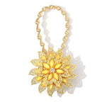 Crystal Curtain Tieback Elasticity Curtain Straps Metal Rhinestone Curtains Holder Clips Flower Shaped Curtain Accessories Crystal Curtain Magnetic Tieback Flower Curtain Clips Buckle With Stretchy Wire Rope For Home Office Decor 25-75cm Stevvex