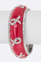 Crystal Enamel Ribbon Hinge Bangle For Women Bracelet
