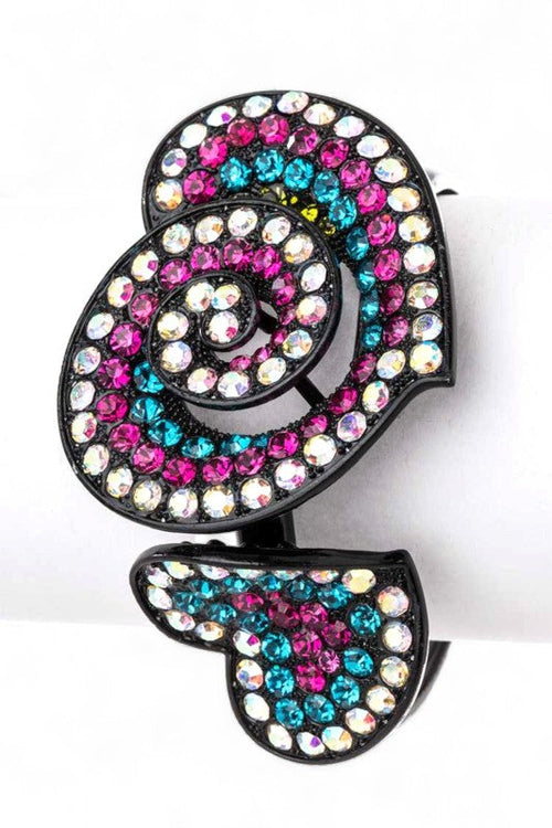 Crystal Flower Bangle Adjustable Rhinestone Cuff Bracelet