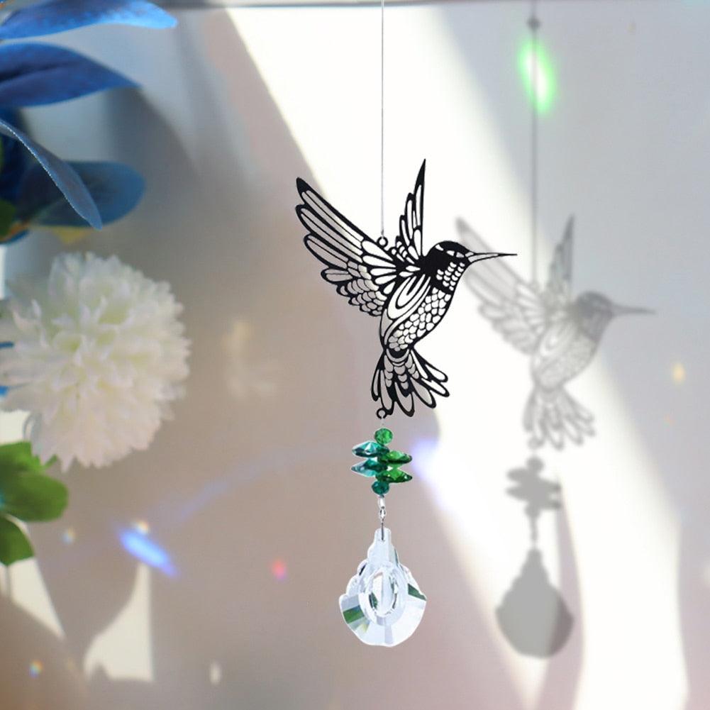 Crystal Garden Sun-catcher Hanging Crystals Prisms Ornament For Window Glass Chandelier Solar Hummingbird Owl Wind Chimes Rainbow Chaser  Garden Hanging  Curtain Pendant Home Decor Gift Boxed Sun Catcher Gift Idea For Mom Friends Grandma Hummingbird Stevvex