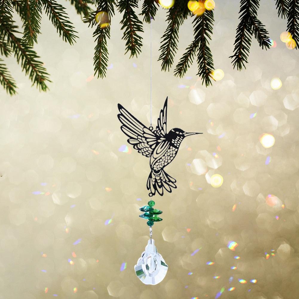 Crystal Garden Sun-catcher Hanging Crystals Prisms Ornament For Window Glass Chandelier Solar Hummingbird Owl Wind Chimes Rainbow Chaser  Garden Hanging  Curtain Pendant Home Decor Gift Boxed Sun Catcher Gift Idea For Mom Friends Grandma Hummingbird Stevvex