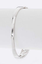 Crystal Hinge Bangle Bracelet Sterling Silver For Women