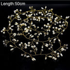 Crystal Pearl Bridal Tiaras Hairbands Hairpins Bridesmaid Diamante Hair Vine Accessories Wedding Jewelry 35cm Headwear Gorgeous Hair Accessories For Women Stevvex