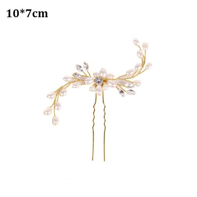 Crystal Pearl Bridal Tiaras Hairbands Hairpins Bridesmaid Diamante Hair Vine Accessories Wedding Jewelry 35cm Headwear Gorgeous Hair Accessories For Women Stevvex