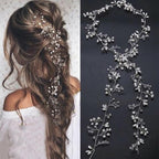 Crystal Pearl Bridal Tiaras Hairbands Hairpins Bridesmaid Diamante Hair Vine Accessories Wedding Jewelry 35cm Headwear Gorgeous Hair Accessories For Women Stevvex