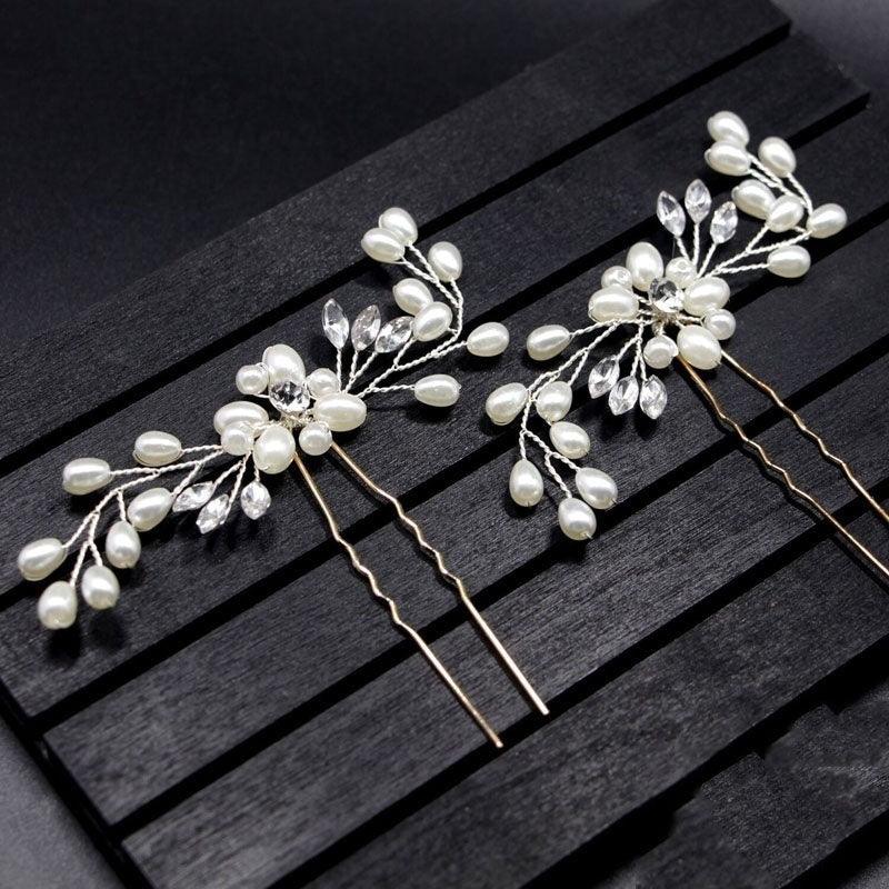 Crystal Pearl Bridal Tiaras Hairbands Hairpins Bridesmaid Diamante Hair Vine Accessories Wedding Jewelry 35cm Headwear Gorgeous Hair Accessories For Women Stevvex