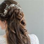 Crystal Pearl Bridal Tiaras Hairbands Hairpins Bridesmaid Diamante Hair Vine Accessories Wedding Jewelry 35cm Headwear Gorgeous Hair Accessories For Women Stevvex