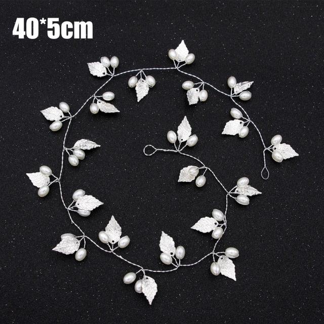 Crystal Pearl Bridal Tiaras Hairbands Hairpins Bridesmaid Diamante Hair Vine Accessories Wedding Jewelry 35cm Headwear Gorgeous Hair Accessories For Women Stevvex