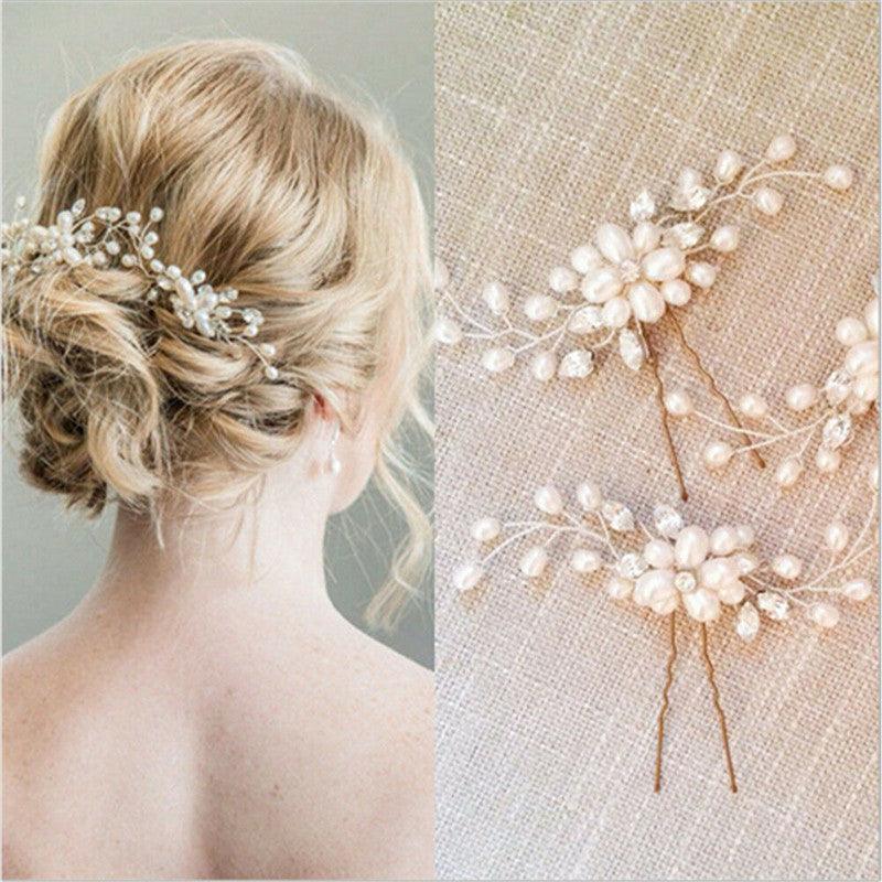 Crystal Pearl Bridal Tiaras Hairbands Hairpins Bridesmaid Diamante Hair Vine Accessories Wedding Jewelry 35cm Headwear Gorgeous Hair Accessories For Women Stevvex
