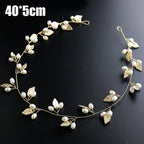Crystal Pearl Bridal Tiaras Hairbands Hairpins Bridesmaid Diamante Hair Vine Accessories Wedding Jewelry 35cm Headwear Gorgeous Hair Accessories For Women Stevvex
