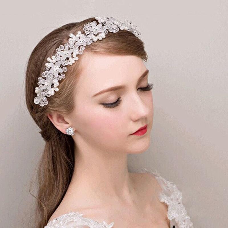 Crystal Pearl Hair Belt Wedding Bridal Hair Ornaments Hair Jewelry Decorations for Brides Wedding Gorgeous Hair Accessories For Women Stevvex
