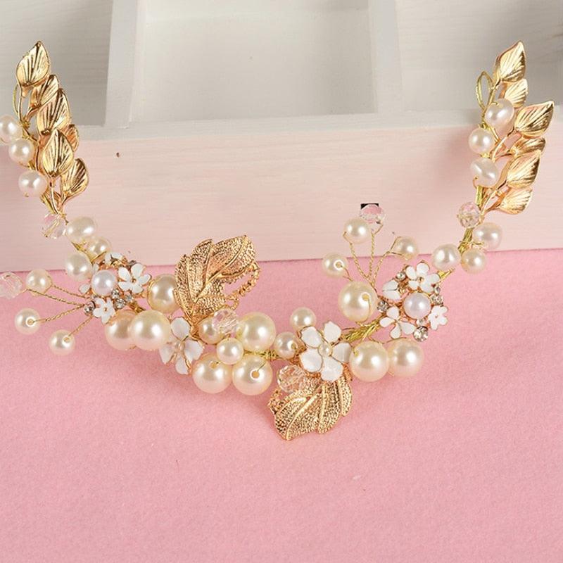 Crystal Pearl Hair Belt Wedding Bridal Hair Ornaments Hair Jewelry Decorations for Brides Wedding Gorgeous Hair Accessories For Women Stevvex