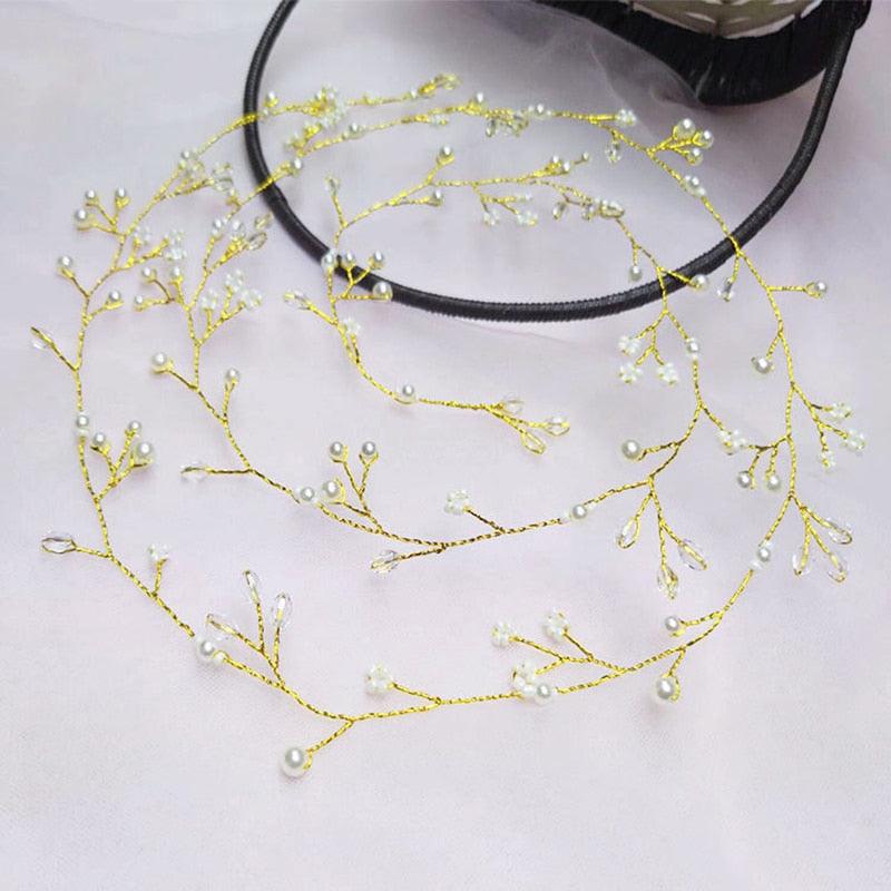 Crystal Pearl Hair Belt Wedding Bridal Hair Ornaments Hair Jewelry Decorations for Brides Wedding Gorgeous Hair Accessories For Women Stevvex
