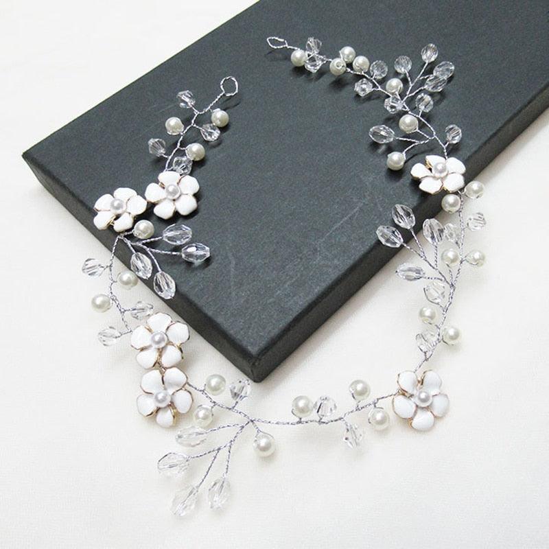 Crystal Pearl Hair Belt Wedding Bridal Hair Ornaments Hair Jewelry Decorations for Brides Wedding Gorgeous Hair Accessories For Women Stevvex