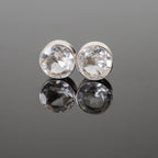 Crystal Quartz 8mm Round Stud Earrings Sterling Post