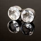 Crystal Quartz 8mm Round Stud Earrings Sterling Post
