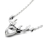 Crystal Reindeer Necklace Silver Holiday Pendant Sparkle