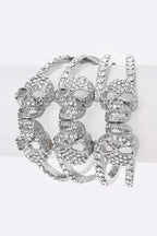 Crystal Skull Hinge Bangle Rhinestone Bracelet Gold