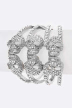 Crystal Skull Hinge Bangle Rhinestone Bracelet Gold