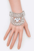 Crystal Statement Palm Bracelet Gold Tone Multilayer