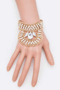 Crystal Statement Palm Bracelet Gold Tone Multilayer
