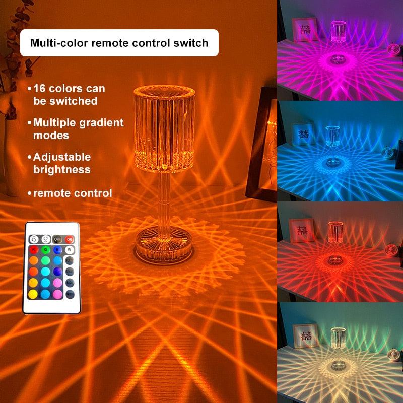 Crystal Table Lamp LED Diamond Touch Bedside Atmosphere Light RGB Remote Control Romantic Night Light Decorative Table Lamp Cute Study Lamps for Bedroom Décor Stevvex