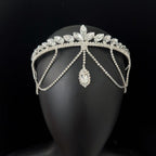 Crystal Tiara Headband with Cascading Forehead Chain (MAC330)