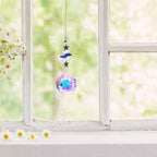 Crystal Wind Star Moon Pendant Handmade Sun Catcher Light Catcher Newly Designed Prism Crystal Colorful Light Prism Chandelier Glass Crystal Pendant Pearl Yarn Gift Handmade Garden Window Wedding Curtain Chandelier