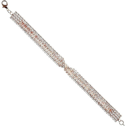 Cubic Zirconia Bow Twist Link Bracelet For Women Adjustable